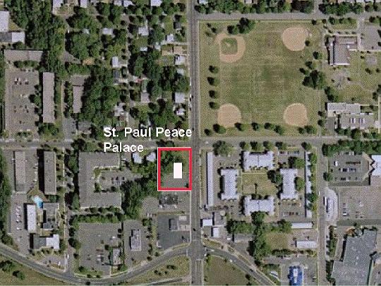01 satview.jpg - 1.	Satellite view showing site of Maharishi Peace Palace in twin cities of Minneapolis and St Paul, Minnesota, USA. The land, which is ideal according to the principles of Maharishi Vedic Architecture, was located in September 2005, and acquired in January 2006.